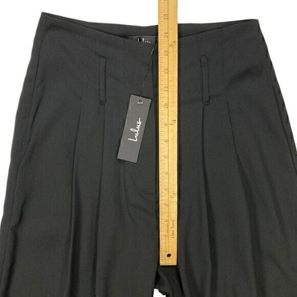 Lulus Pants Women XS Black Chic Pleated High-Waisted Wide-Leg Flare Trousers New - Picture 10 of 14